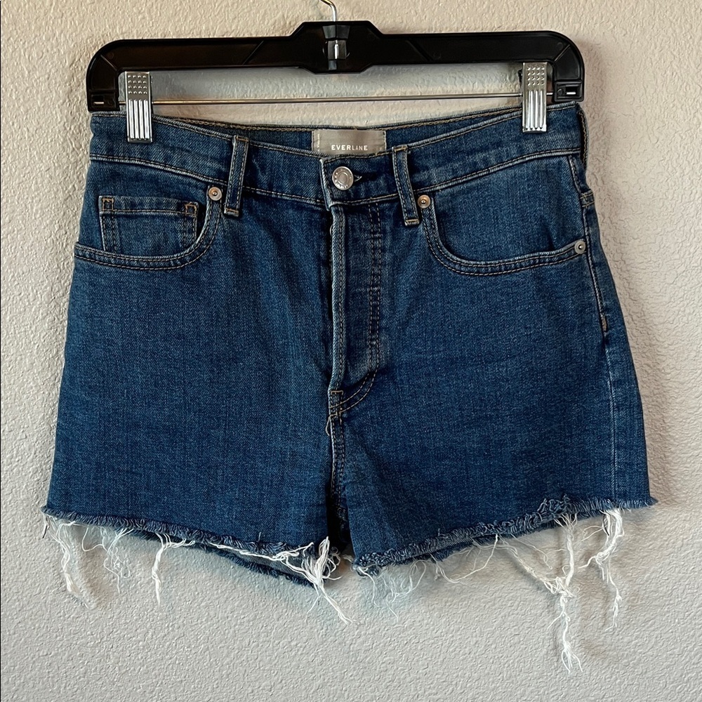 Everlane Cheeky Denim High Rise Cut Off Short Medium Wash Size 26